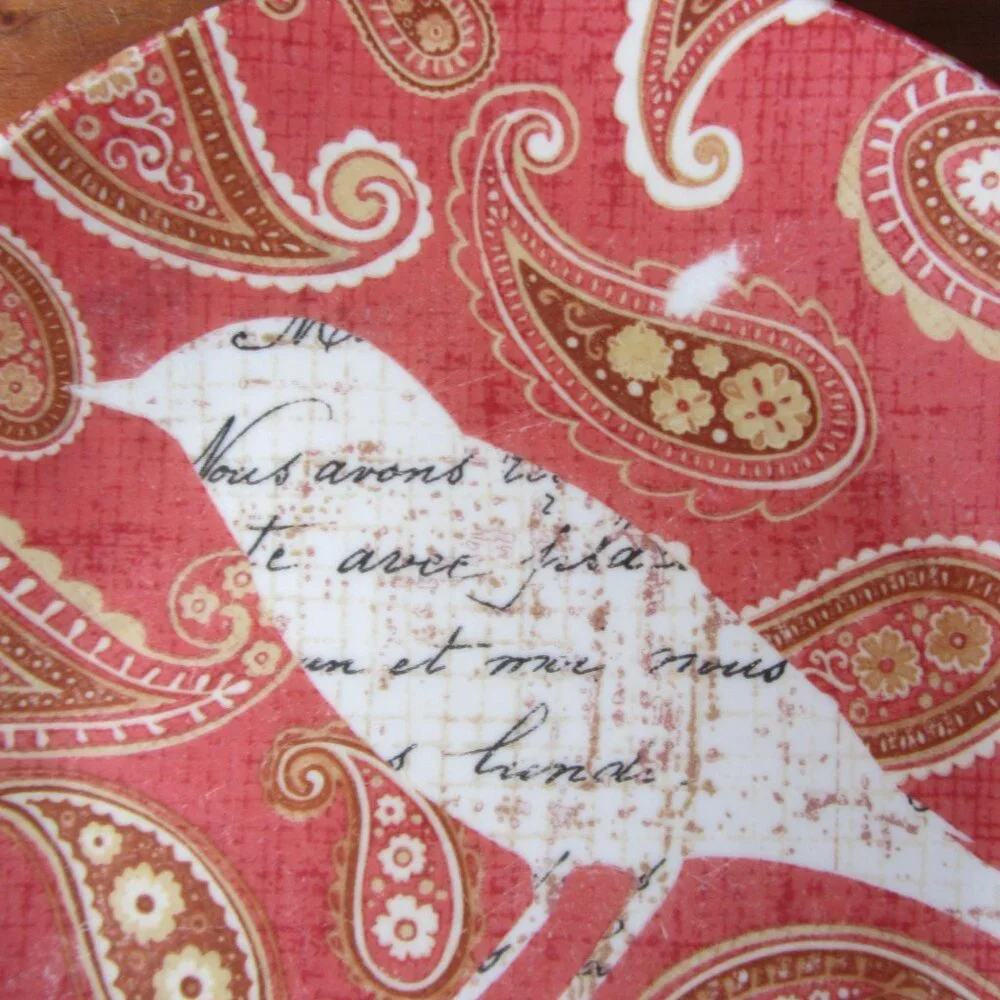 3 for $24 - pier 1 paisley bird red appetizer plate (W6360)